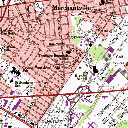 Topographic Map of Bloomfield Park Volunteer Fire Company 1, NJ