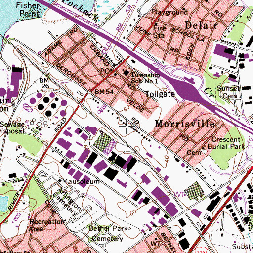 Topographic Map of Booker T Washington Alternative School, NJ