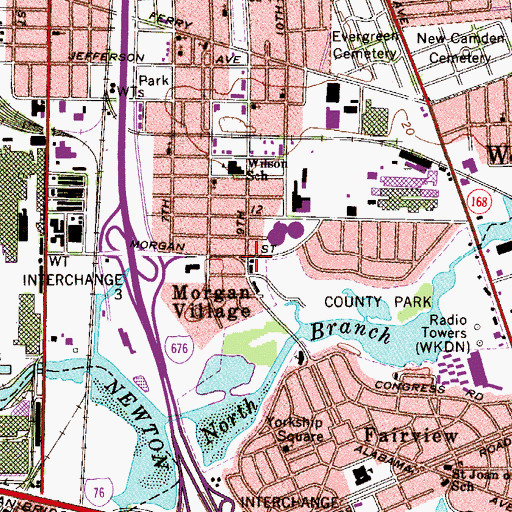 Topographic Map of City of Camden Fire Department Engine Company 10, NJ