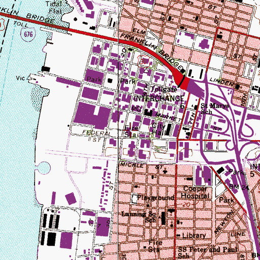 Topographic Map of City of Camden Fire Department Engine Company Headquarters, NJ