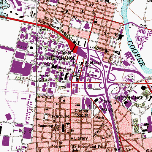 Topographic Map of Center City Middle School, NJ