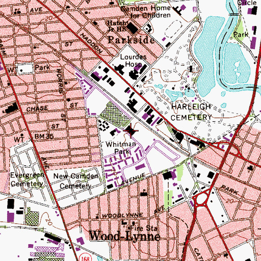 Topographic Map of Charles Brimm Medical Arts High School, NJ