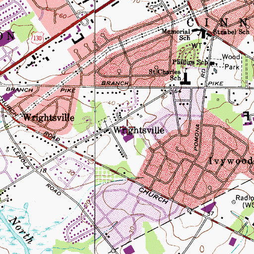 Topographic Map of Cinnaminson Middle School, NJ