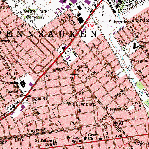 Topographic Map of Collins Tract Elementary School, NJ
