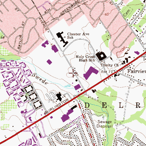 Topographic Map of Delran Fire District 1 Station 232, NJ
