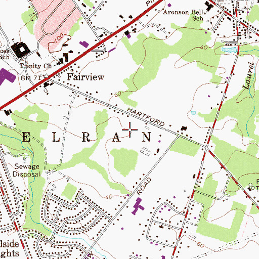 Topographic Map of Delran High School, NJ