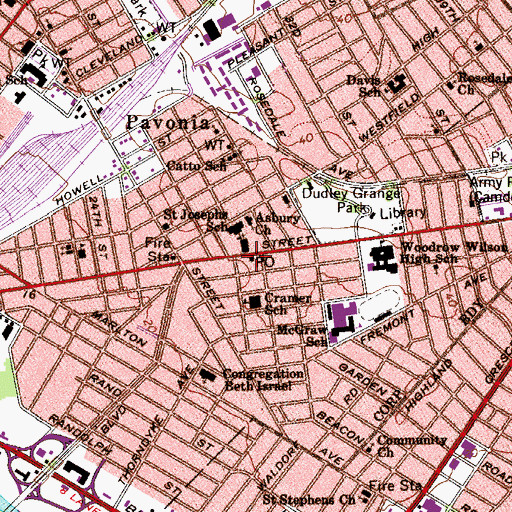 Topographic Map of East Camden Post Office, NJ