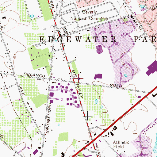 Topographic Map of Edgewater Park Township Building, NJ