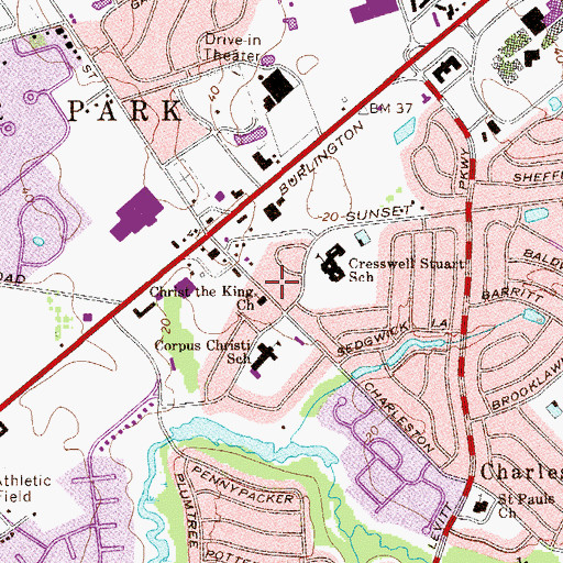 Topographic Map of Emergency Management Services-Civil Defense Building, NJ