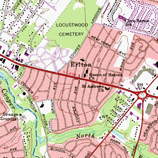 Topographic Map of Cherry Hill Fire Department Station 2, NJ