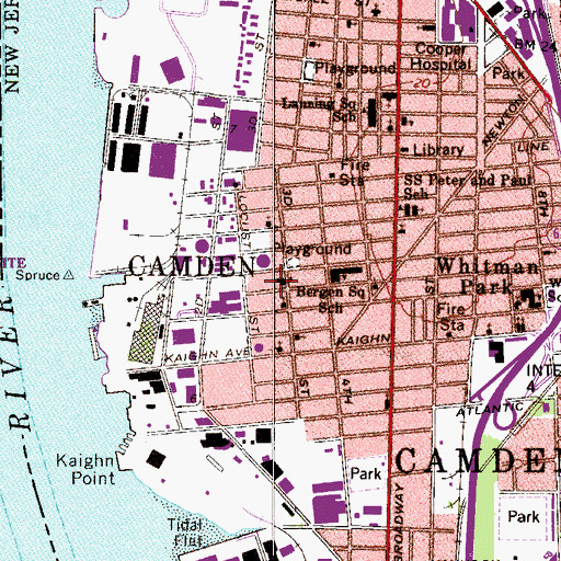 Topographic Map of Fetters Alternative High School, NJ