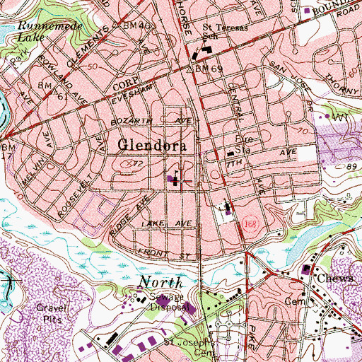 Topographic Map of Glendora Elementary School, NJ