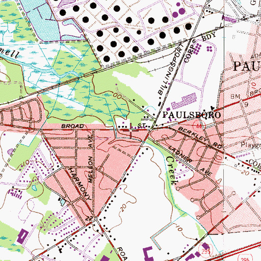 Topographic Map of Gibbstown Volunteer Fire Company, NJ