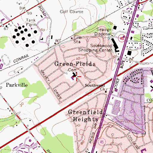 Topographic Map of Green Fields Elementary School, NJ