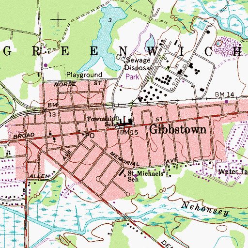 Topographic Map of Greenwich Elementary School, NJ