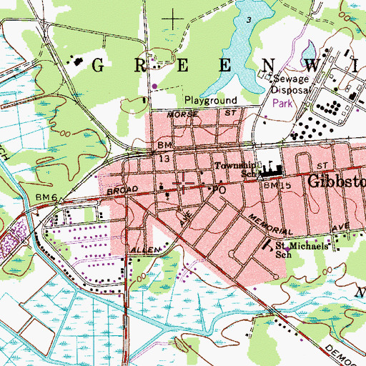 Topographic Map of Greenwich Township Building, NJ