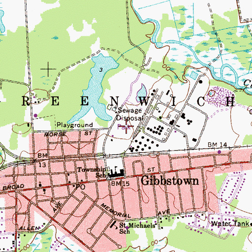 Topographic Map of Greenwich Township Little League Ball Fields, NJ