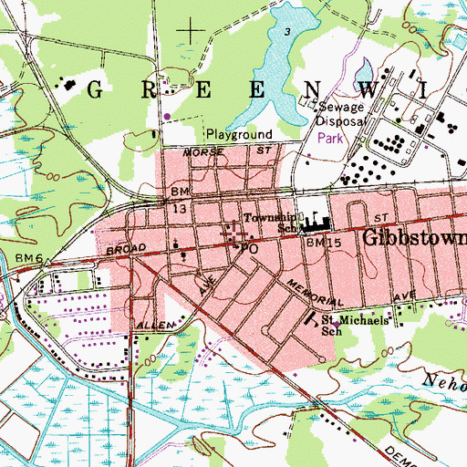 Topographic Map of Greenwich Township Police Department, NJ