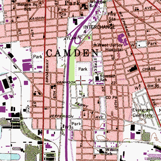 Topographic Map of Isabel Miller Community Center, NJ