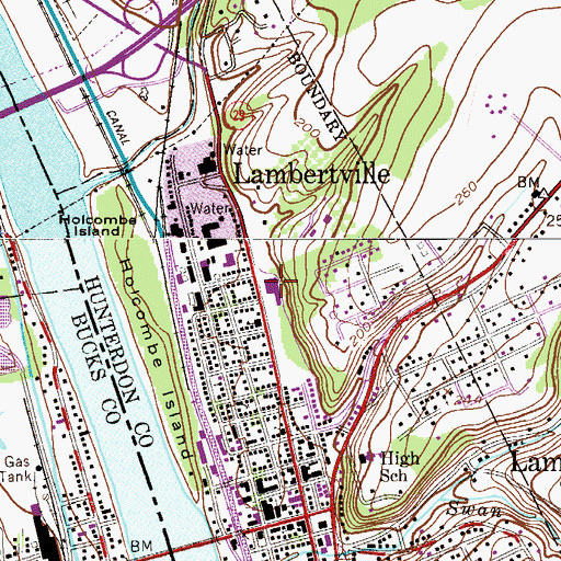 Topographic Map of Lambertville Elementary School, NJ