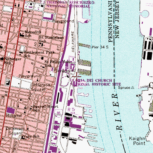 Topographic Map of Marine Number 1 Fire Station, NJ