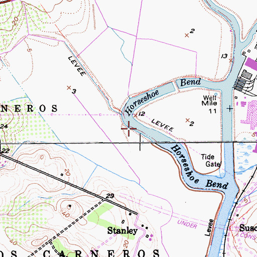 Topographic Map of Horseshoe Bend, CA