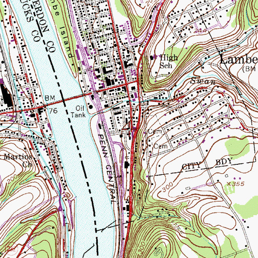 Topographic Map of Miberna Fire Station, NJ