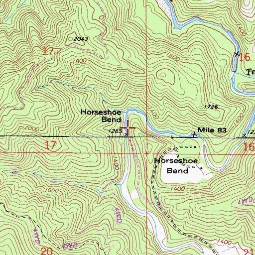 Topographic Map of Horseshoe Bend, CA