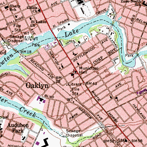 Topographic Map of Oaklyn Fire Department Station 18-3, NJ