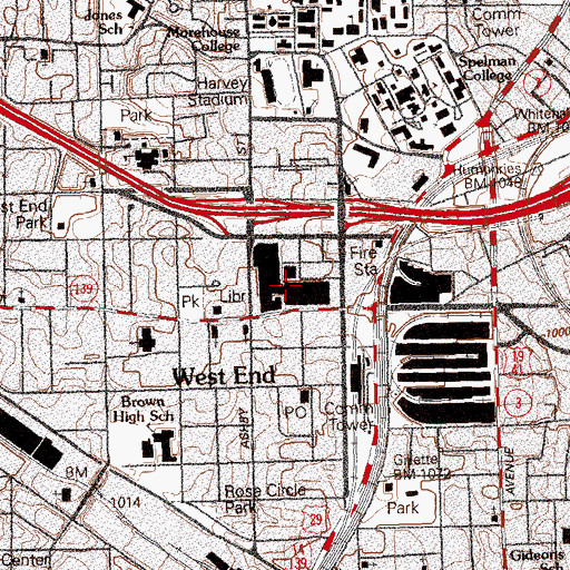 Topographic Map of The Mall West End Shopping Center, GA