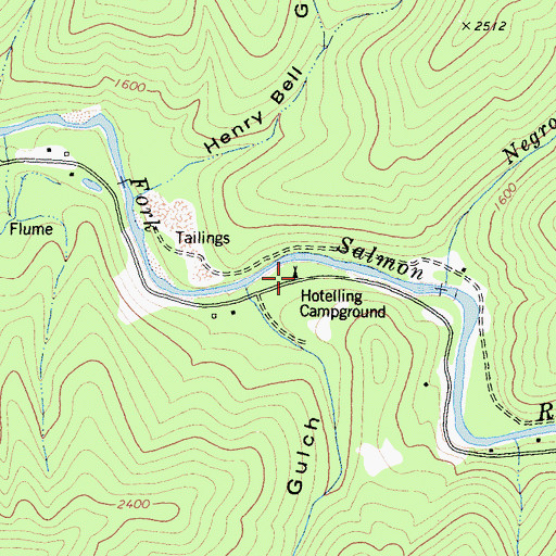 Topographic Map of Hotelling Campground, CA