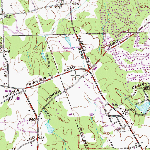 Topographic Map of Fairview Oaks Shopping Center, GA