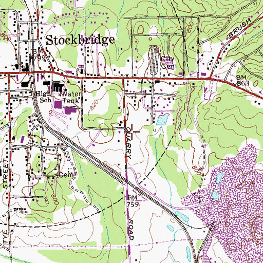 Topographic Map of Henry County Fire Department Station 9, GA