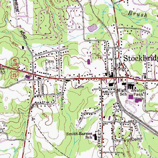 Topographic Map of Stockbridge United Methodist Church, GA