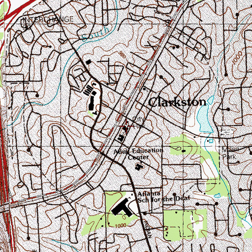 Topographic Map of Clarkston City Hall, GA