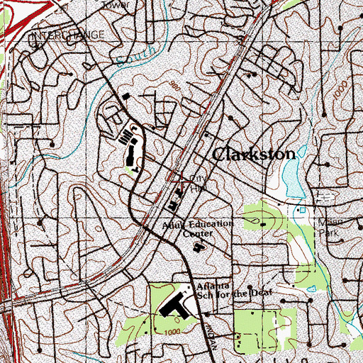 Topographic Map of Clarkston Police Department, GA