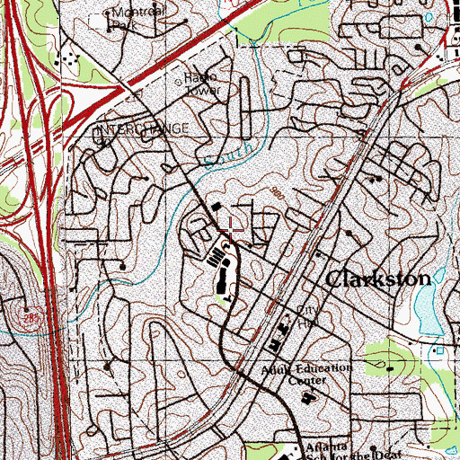Topographic Map of Clarkston Post Office, GA