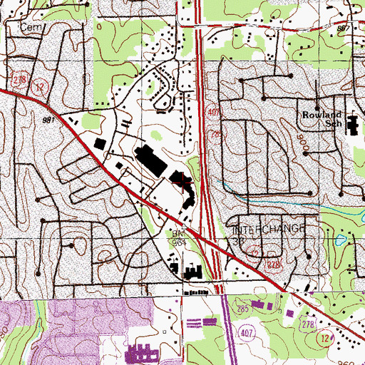 Topographic Map of Covington Place Shopping Center, GA