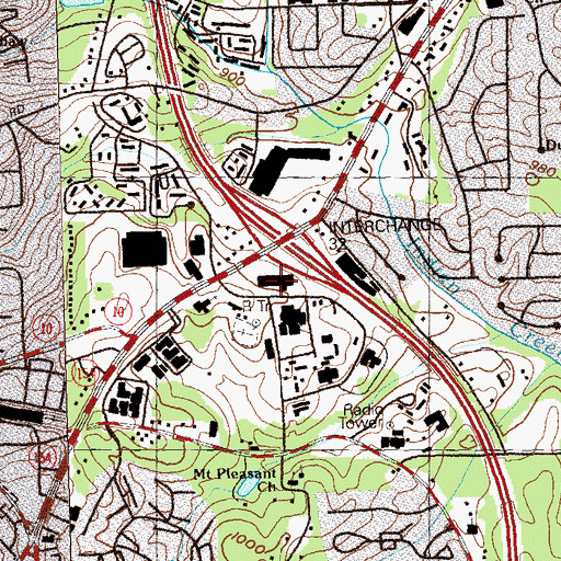 Topographic Map of DeKalb County Headquarters Fire Station, GA