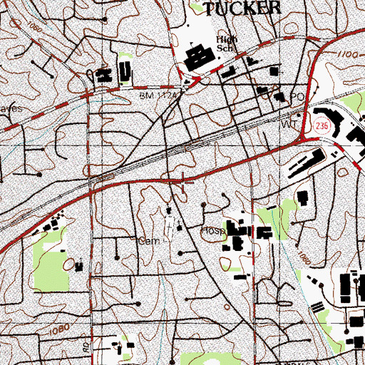Topographic Map of DeKalb County Fire and Rescue Department Station 5, GA