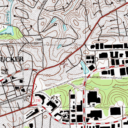 Topographic Map of DeKalb County Police Department Tucker Precinct, GA