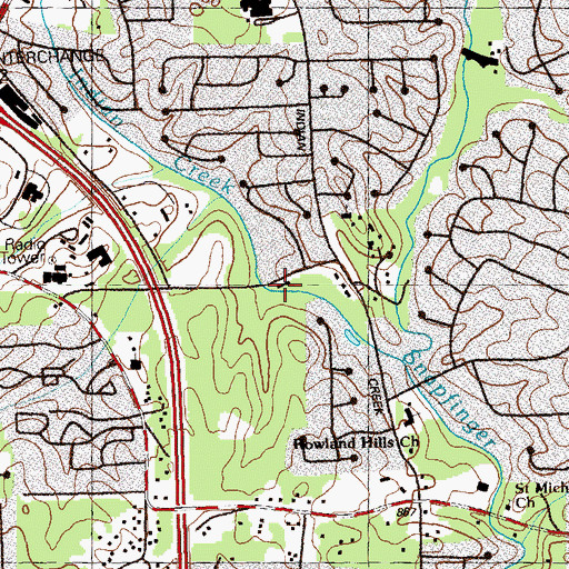 Topographic Map of Indian Creek Station, GA