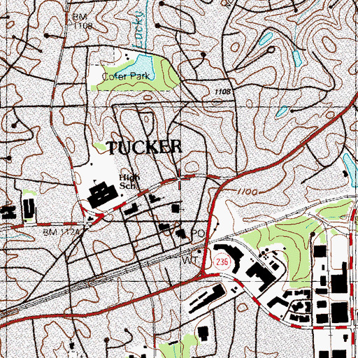 Topographic Map of Reid H Cofer Library, GA