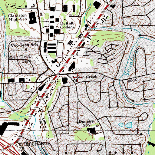 Topographic Map of Rockbridge Market Place Shopping Center, GA