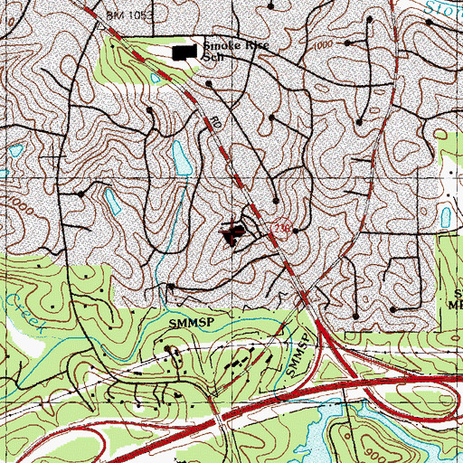 Topographic Map of Smoke Rise Baptist Church, GA