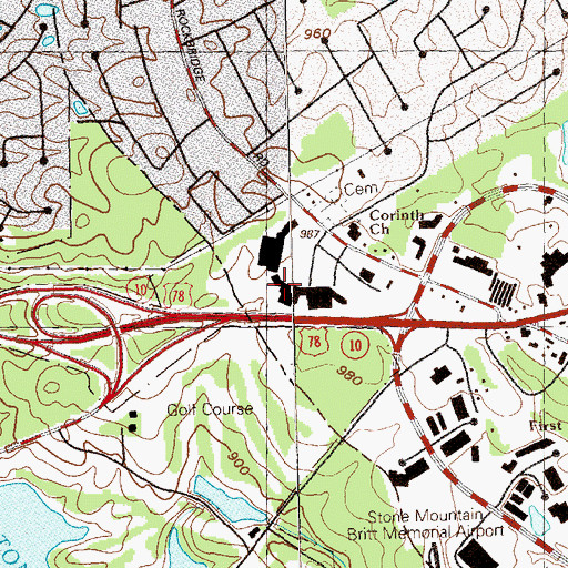 Topographic Map of Stone Mountain Festival Shopping Center, GA