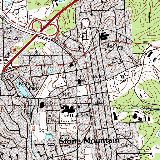 Topographic Map of Stone Mountain Methodist Church, GA