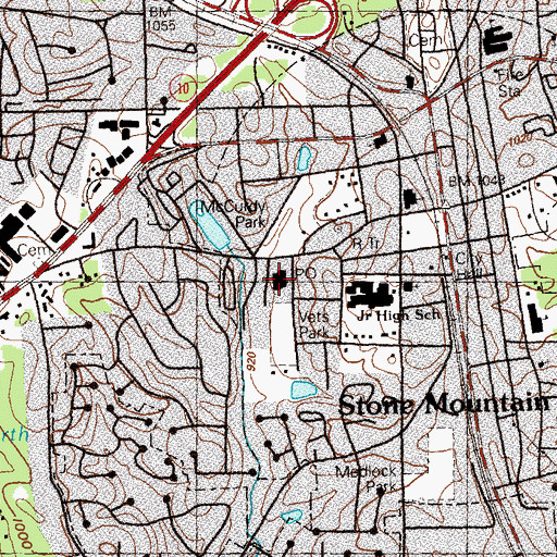 Topographic Map of Stone Mountain Post Office, GA