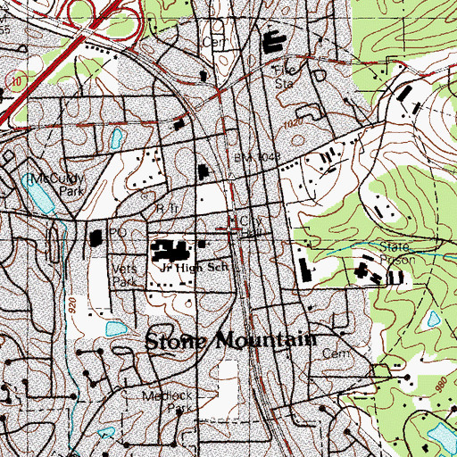 Topographic Map of Stone Mountain Post Office, GA