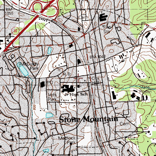 Topographic Map of Sue Kellogg Library, GA